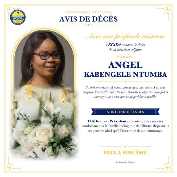 Deuil : l’ECiDé rend hommage à Angel Ntumba Kabengele, trésorière adjointe et militante engagée